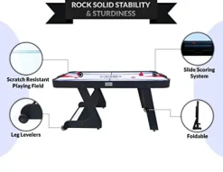 PUCK Eros 5.5-Foot Folding Air Hockey Table Jet Black