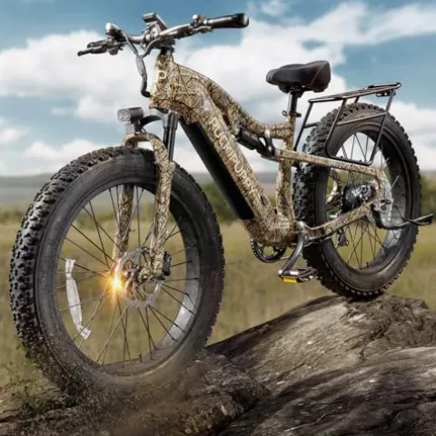 PUCKIPUPPY Electric Bike 960W 48V 20AH Fat Tire Full Suspension 28MPH Camouflage
