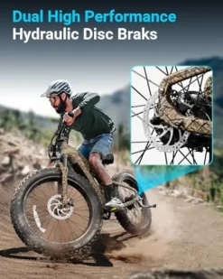 PUCKIPUPPY Electric Bike 960W 48V 20AH Fat Tire Full Suspension 28MPH Camouflage
