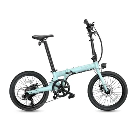 QUALISPORTS Voladors Folding Electric Bike 350W 7-Speed Powder Blue
