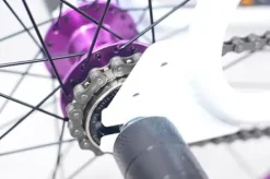 R4 Pro 26 Inch Wheelie BMX Bicycle Retro Look, New Looptail Design Adult/Youth White Purple