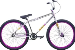 R4 R4 Pro 26 Inch Wheelie BMX Bicycle Retro Look Looptail Design, Adult/Youth, Chrome Oil Slick