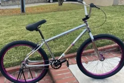 R4 R4 Pro 26 Inch Wheelie BMX Bicycle Retro Look Looptail Design, Adult/Youth, Chrome Oil Slick