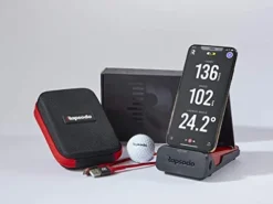 Rapsodo Mobile Launch Monitor for Golf Indoor and Outdoor Use with GPS Satellite View and Professional Level Accuracy, iPhone & iPad Only Black/Red