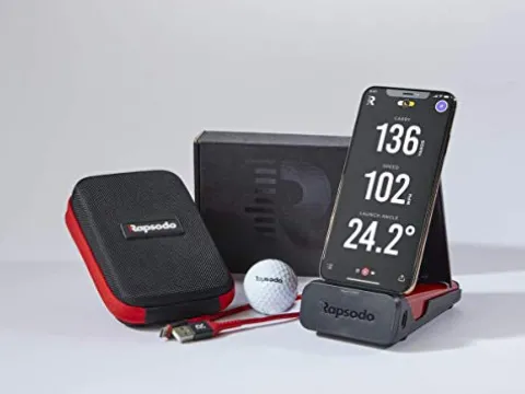 Rapsodo Mobile Launch Monitor for Golf Indoor and Outdoor Use with GPS Satellite View and Professional Level Accuracy, iPhone & iPad Only Black/Red