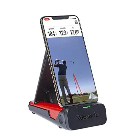 Rapsodo Mobile Launch Monitor for Golf Indoor and Outdoor Use with GPS Satellite View and Professional Level Accuracy, iPhone & iPad Only Black/Red
