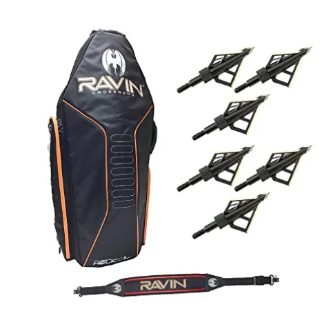 RAVIN Crossbows Hard Case with Shoulder Sling and Hunting Broadheads Kit Black
