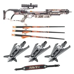 RAVIN R10 400 FPS Crossbow Predator Camo Bundle with Steel Broadheads & Shoulder Sling
