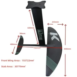 Rayleap Hydrofoil Surfing Portable Aluminum Carbon Hydrofoil Black