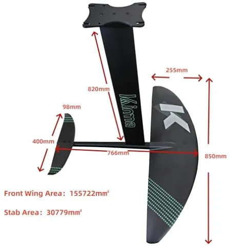 Rayleap Hydrofoil Surfing Portable Aluminum Carbon Hydrofoil Black