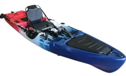 Reel Yaks Reactor 11.5ft Propeller Pedal Drive Fishing Kayak 550lbs Capacity Red White Blue