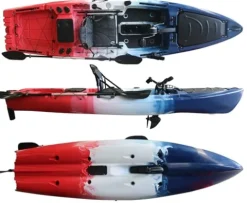 Reel Yaks Reactor 11.5ft Propeller Pedal Drive Fishing Kayak 550lbs Capacity Red White Blue