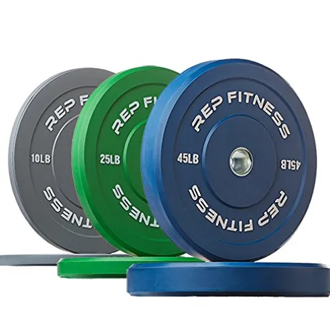 Rep Fitness Color Bumper Plates for Strength and Conditioning Workouts and Weightlifting, 160 lb Set Green
