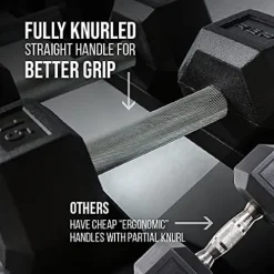 REP Fitness Rubber Hex Dumbbell Set with Rack and Flat Bench OptionE: 5-100withFlat