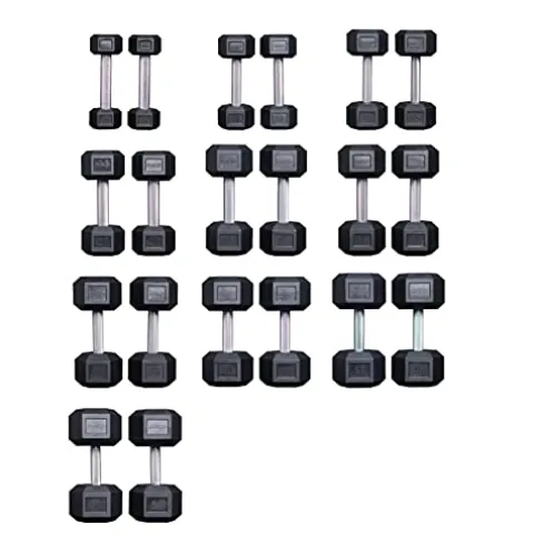 REP Rubber Hex Dumbbell Set A: 5-50 lb Low Odor