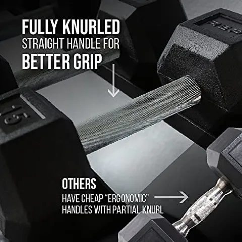 REP Rubber Hex Dumbbell Set with Rack Matte Black