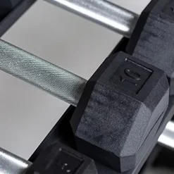 REP Rubber Hex Dumbbell Set 5-75 lbs with 2 Matte Black Racks