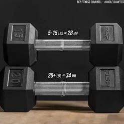 REP Rubber Hex Dumbbell Set 5-50 lbs with 3-Tier Rack and Adjustable Bench AB-3000 OptionB