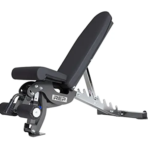 REP Rubber Hex Dumbbell Set 5-75 lbs with Adjustable Bench AB-3000