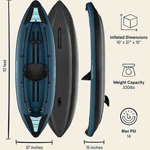 Retrospec Coaster 1 Person Inflatable Kayak Ocean Blue