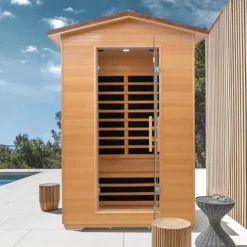 RIGO 2 Person Outdoor Infrared Sauna 1950W Hemlock Wood Low EMF