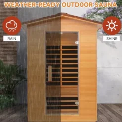 RIGO 2 Person Outdoor Infrared Sauna 1950W Hemlock Wood Low EMF