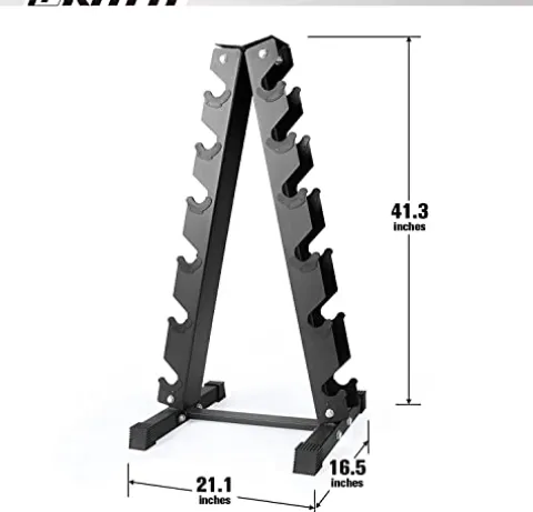 RitFit Rubber Hex Dumbbells Set with Rack 180LBS