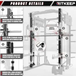 RitKeep Fitness PMAX 4750 Smith Machine Home Gym Combo Plus Black