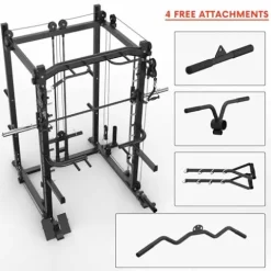 RitKeep Fitness PMAX-4550 Black Combo Smith Machine Training System Red Bench