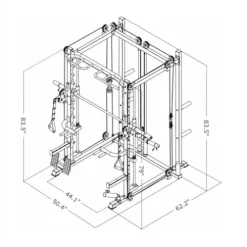 RitKeep Fitness PMAX-4550 Black Combo Smith Machine Training System Red Bench