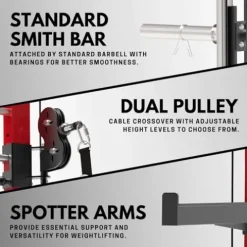 RitKeep Fitness PMAX-4550 Multi Functional Smith Machine Training System Black