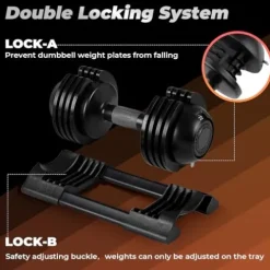 Roinoim 5-in-1 Adjustable Dumbbells Set 52LB Pair