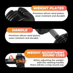 Roinoim 5-in-1 Adjustable Dumbbells Set 52LB Pair