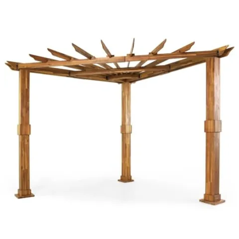 Roomfitters Acacia Wood Pergola Rustic Outdoor Patio Shade Structure Teak