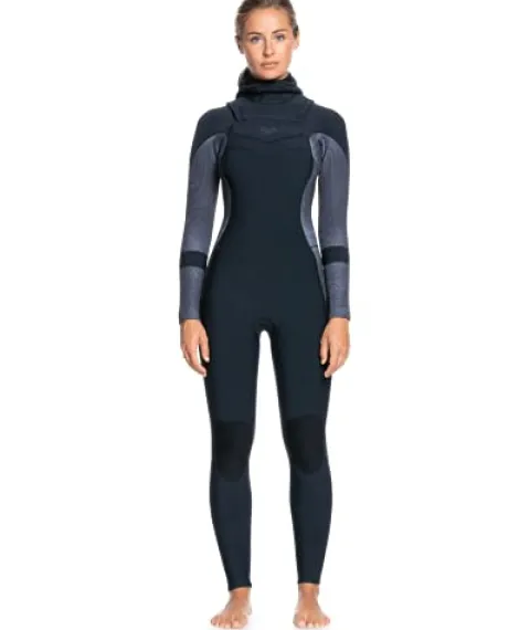 Roxy Womens 5/4/3 Syncro Hooded Front Zip GBS Wetsuit – Jet/Black