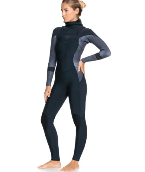 Roxy Womens 5/4/3 Syncro Hooded Front Zip GBS Wetsuit – Jet/Black