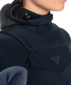Roxy Womens 5/4/3 Syncro Hooded Front Zip GBS Wetsuit – Jet/Black