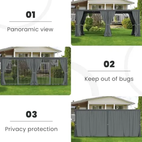 RoyalCraft 10′ x 20′ Outdoor Adjustable Louvered Pergola Gray