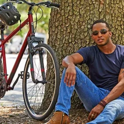 ROYCE UNION RMY 700c Mens 21-Speed Hybrid Comfort Bike 17″ Aluminum Frame Metallic Red