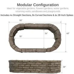 RTS Home Accents Rock Lock Raised Garden Bed Kit 96″ Oval