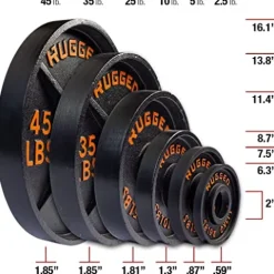 Rugged Strength & Fitness Heavy Duty Cast Iron 455 lbs. Olympic Weight Plate Set Black