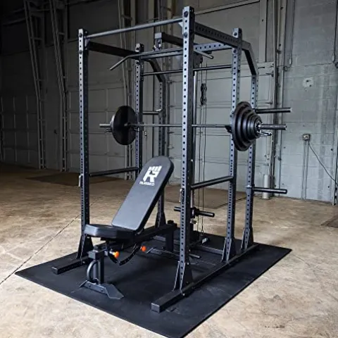 Rugged Strength & Fitness Power Rack with Extended Half Rack Package Black