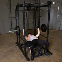 Rugged Strength & Fitness Power Rack with Extended Half Rack Package Black