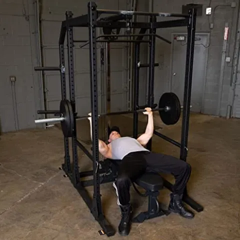 Rugged Strength & Fitness Power Rack with Extended Half Rack Package Black