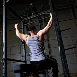 Rugged Strength & Fitness Power Rack with Extended Half Rack Package Black