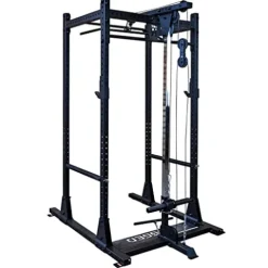 Rugged Strength & Fitness Power Rack with Lat Attachment Black