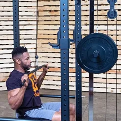 Rugged Strength & Fitness Power Rack with Lat Attachment Black