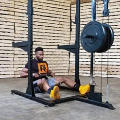 Rugged Strength & Fitness Half Rack with Lat Attachment Black