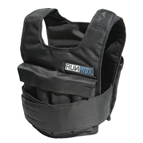 RUNmax Adjustable Weighted Vest with Shoulder Pads Option 150LBS Black