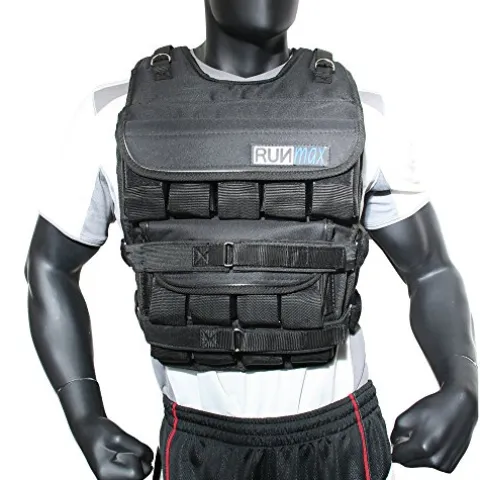 RUNmax Adjustable Weighted Vest with Shoulder Pads Option 150LBS Black